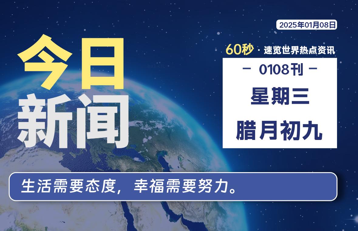 01月08日，星期三，每天60秒读懂全世界-KK9小站